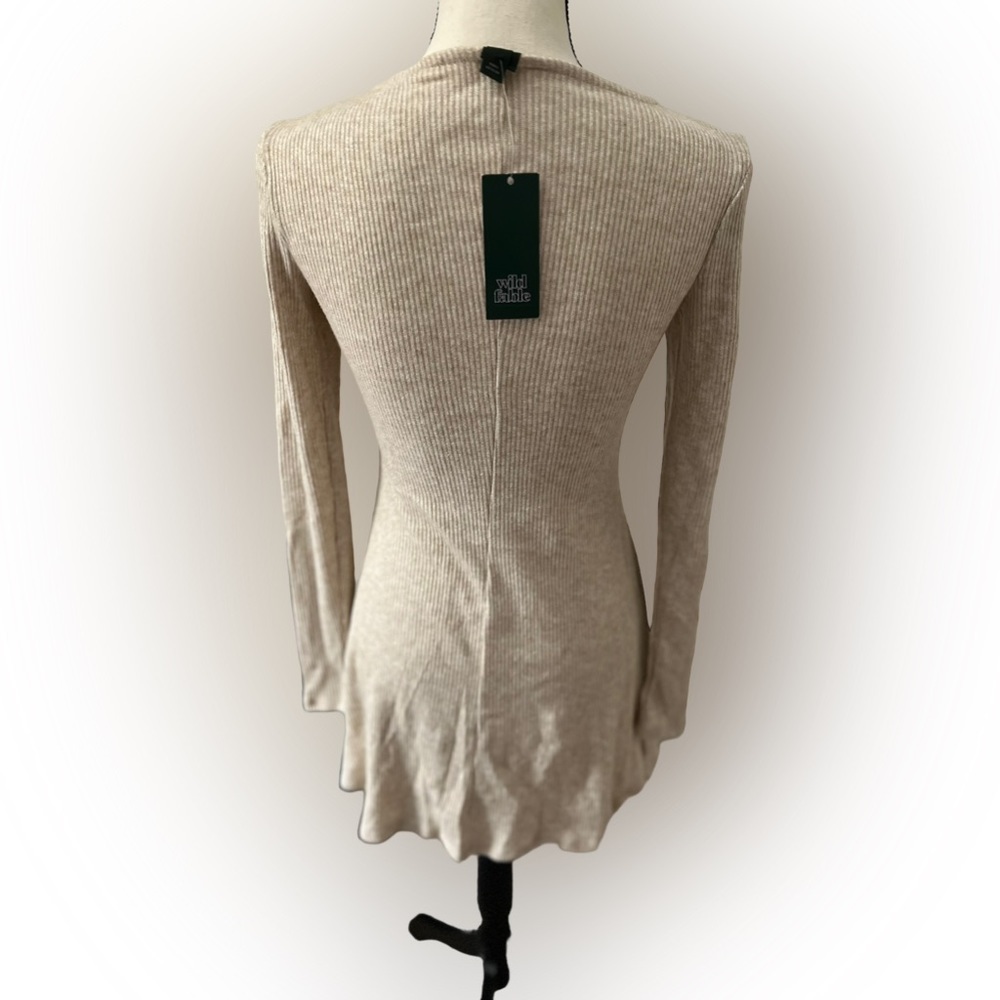 NWT - Wild Fable - Long Sleeve Gold Dusted Ribbed Dress - Picture 2 of 4